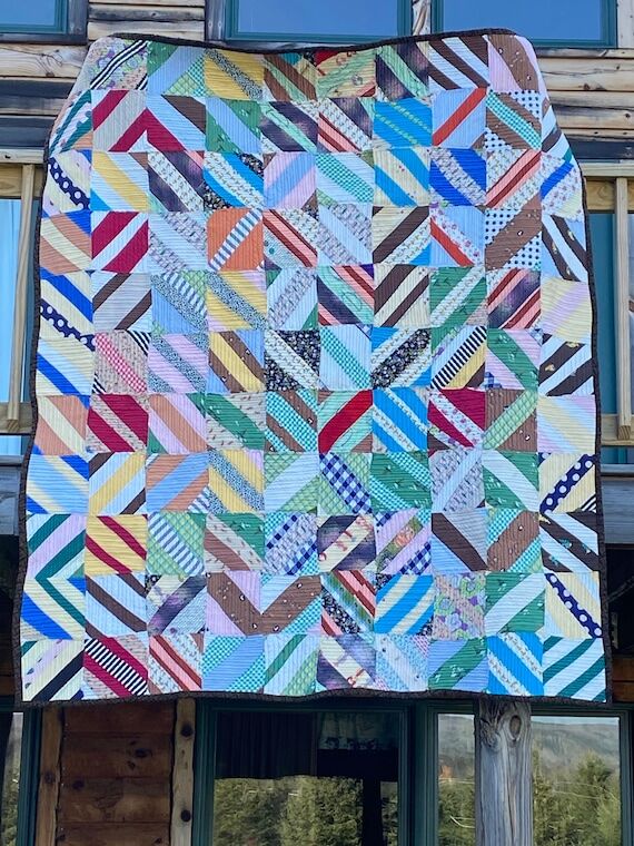 Vintage 1930's String Quilt, Throw Size Patch...