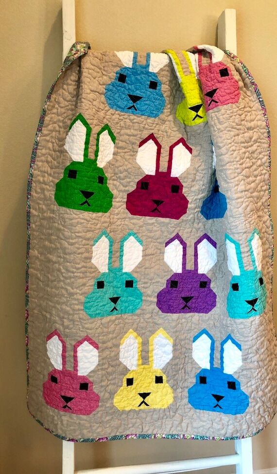 Ready To Ship Free Shipping Bunny Quilt, pink...