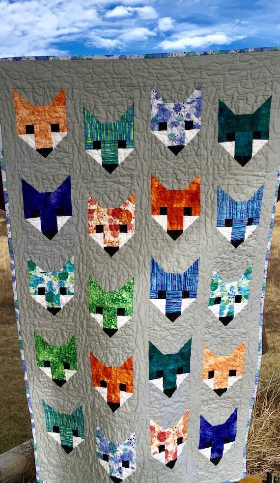 Ready To Ship Fancy Fox Quilt, Modern Baby Qu...