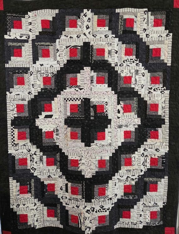 Handmade Quilt ~ Black, White, Red...