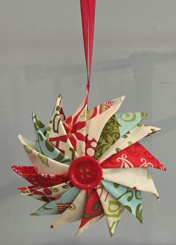 Handmade Christmas Pinwheel Fabric Ornament...