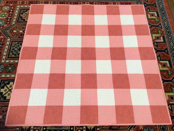 Peach Buffalo Plaid Baby Quilt...