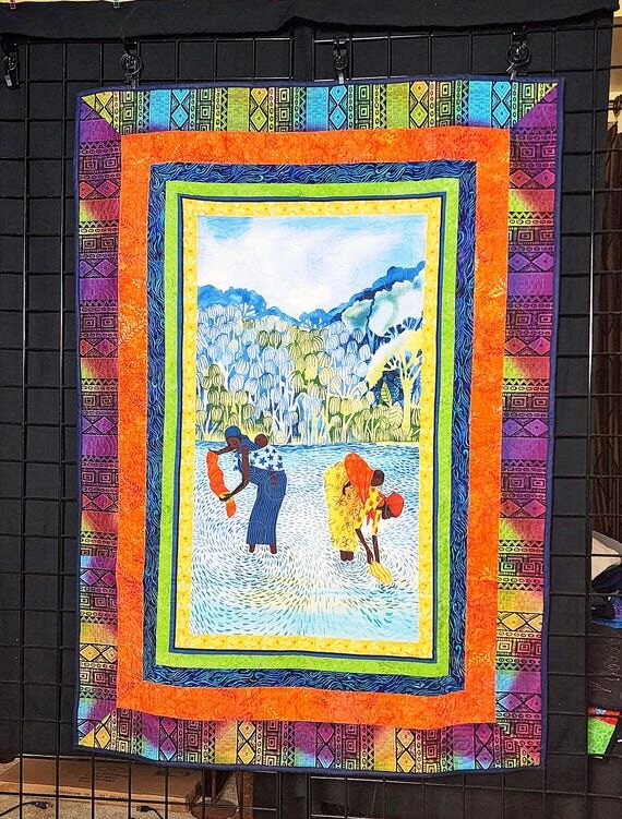 Handmade African quilt, wall hanging, African...