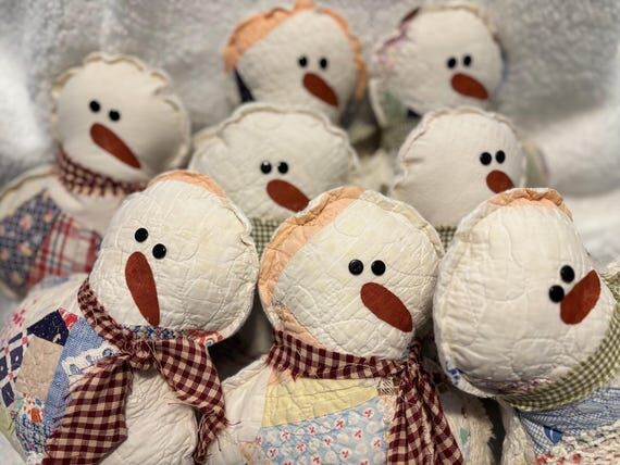 Quilted Snowman- Made from vintage and repurp...