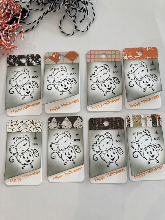 Set of 8 Halloween gift party tags, Halloween...