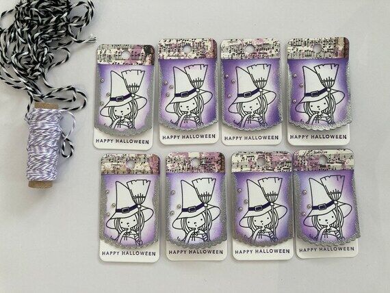 Set of 8 Halloween witch theme Gift tags, Ta...