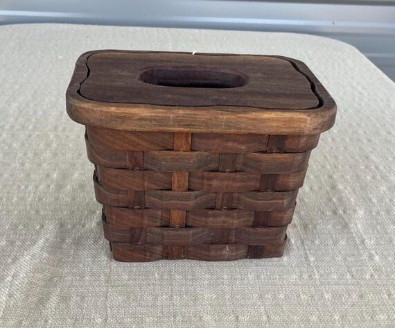 Walnut Wood Tissue Box Cover: Rustic Farmhous...