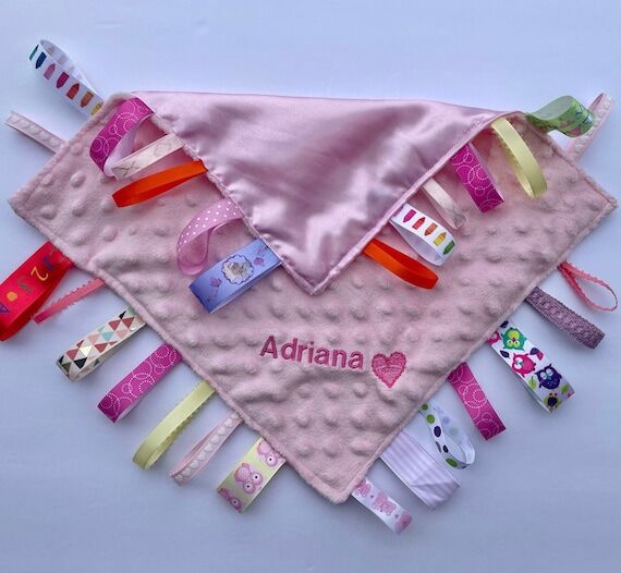 Personalized Minky Ribbon Tag Blanket: Sensor...