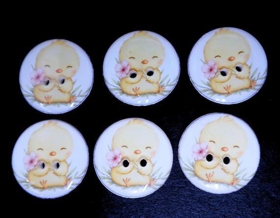 6 Adorable Yellow Chick with Flowers Handmade...