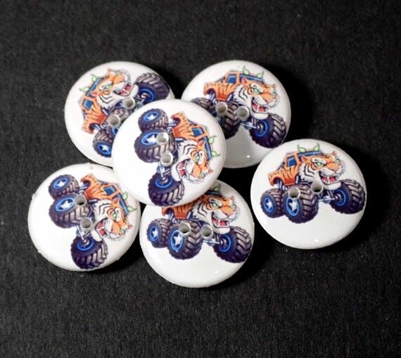Handmade Tiger Monster Truck Buttons – Set ...