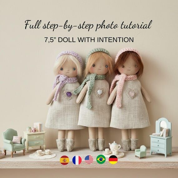 Doll sewing pattern, handmade rag cloth doll ...