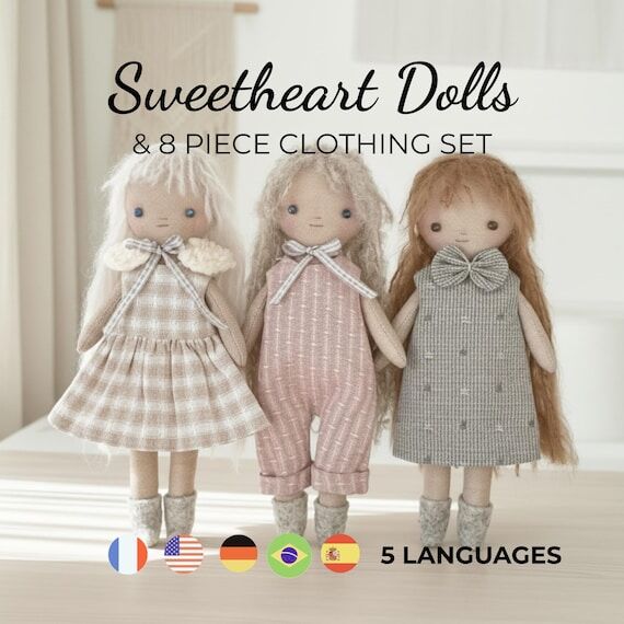 Rag doll sewing pattern, handmade cloth doll ...