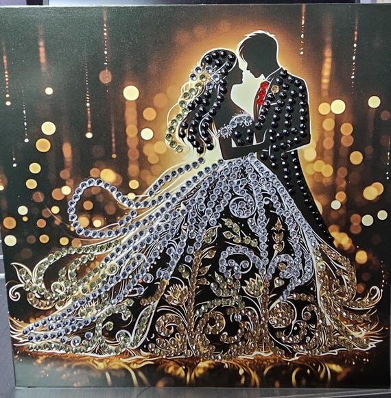 Diamond Art Wedding card- Bride & Groom - var...