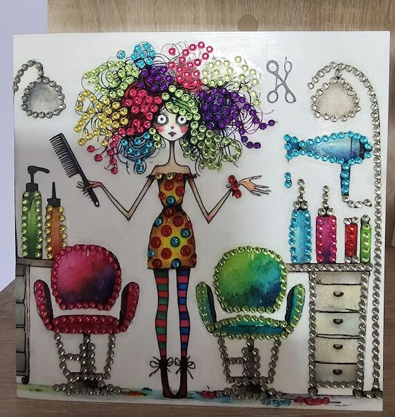 Diamond Art Hair Stylist blank greetings card...