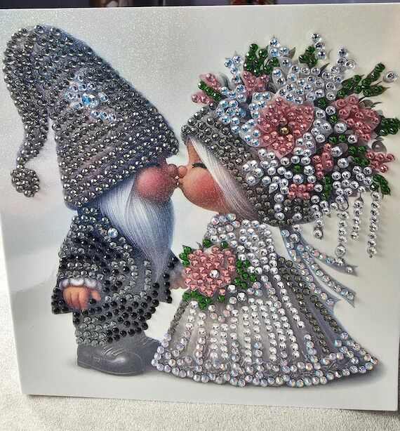 Diamond Art Gnome Bride & Groom Wedding Cards...