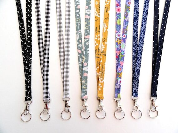 Skinny Cotton Fabric Long Lanyard: Teacher, N...
