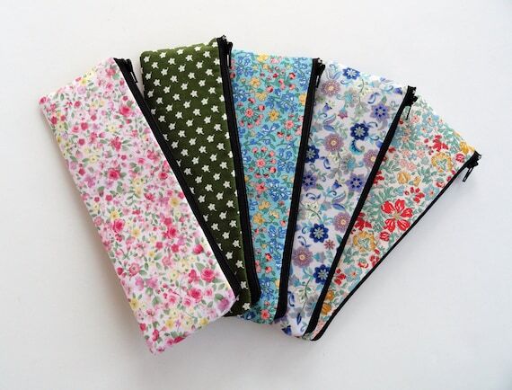 Liberty Floral Cotton Slim Zipper Pouch: Long...