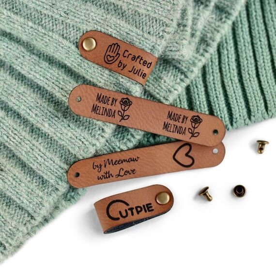 Custom Faux Leather Tags For Handmade - Perso...
