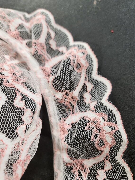 Vintage White Lace Ruffle Trim: Pink Delicate...