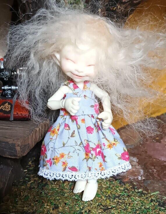 Blue Floral Dress for Mini Real puki Realpuki...