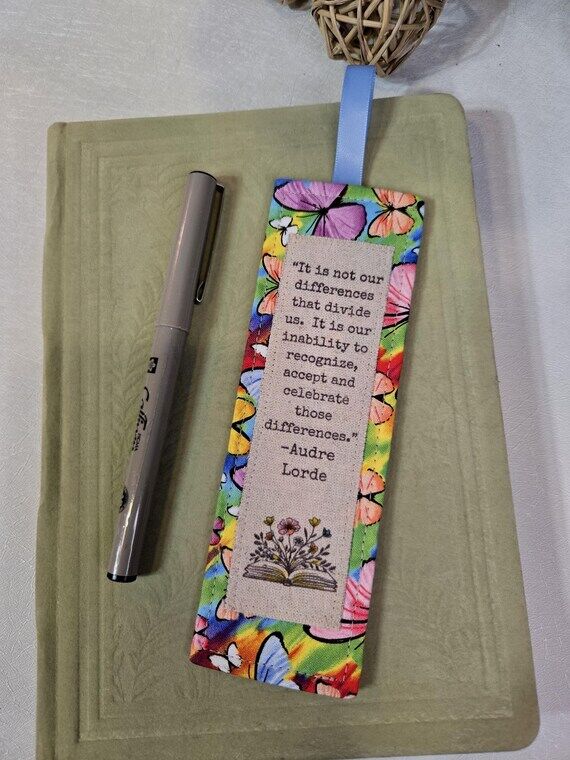 Handmade Fabric Bookmark, Audre Lorde Quote, ...