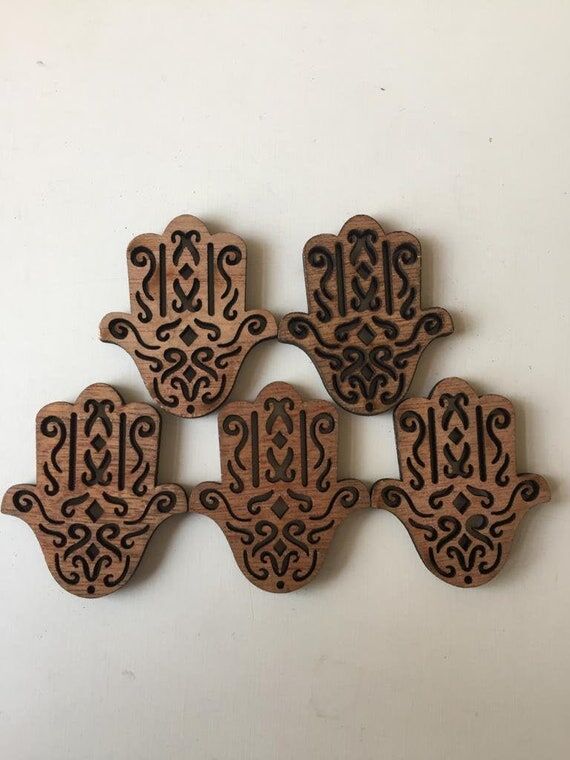 Hamsa charm button, Laser cut hamsa pendant o...