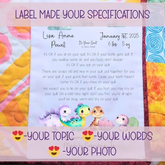 Request custom designed quilt label personali...