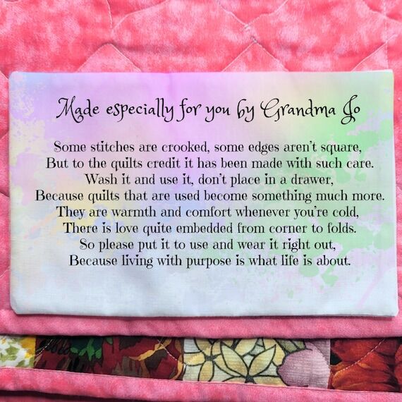 custom watercolor quilt label poem quilt labe...