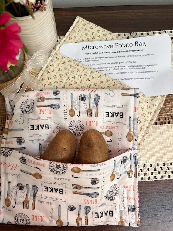 Microwave Potato Bag: 100% Cotton, Reheats Ro...