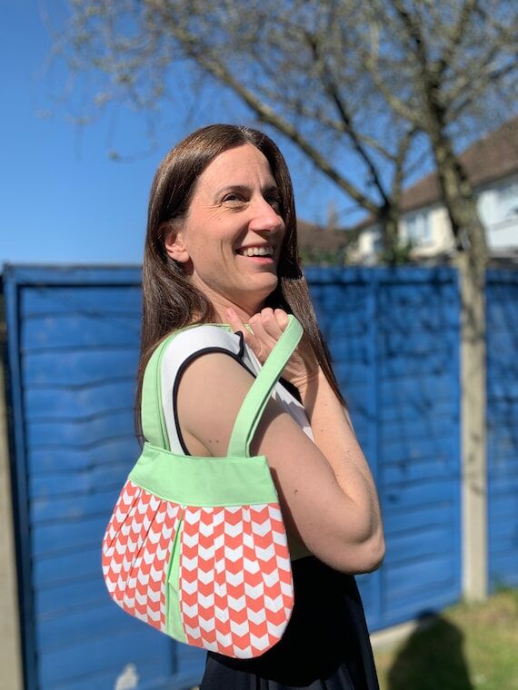 Handmade small fabric handbag, Cute pleated b...