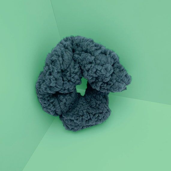 Green Stretch Sherpa Hair Scrunchie Accessory...