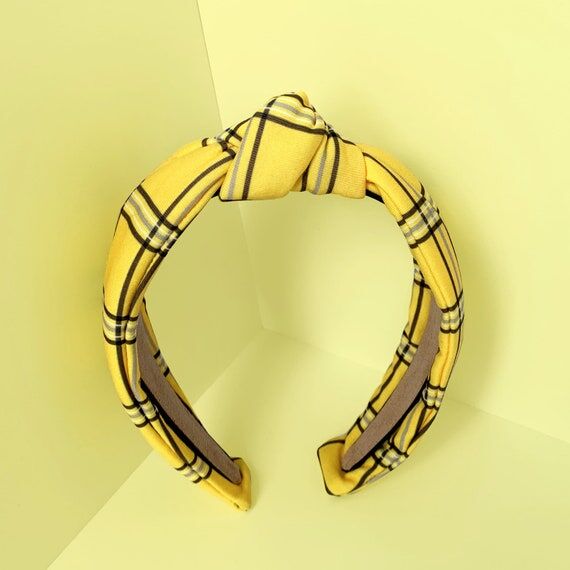 Cher Clueless Yellow Plaid Knot Hair Headband...