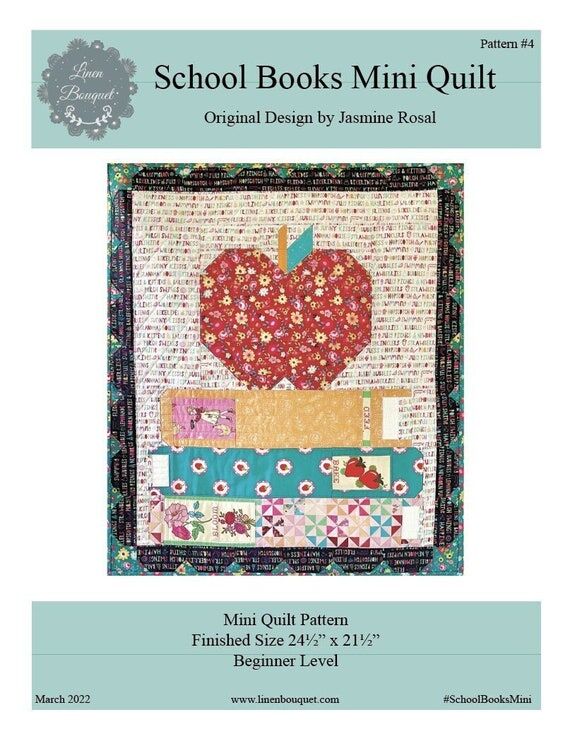 School Books Mini Quilt Pattern 24"x21&q...