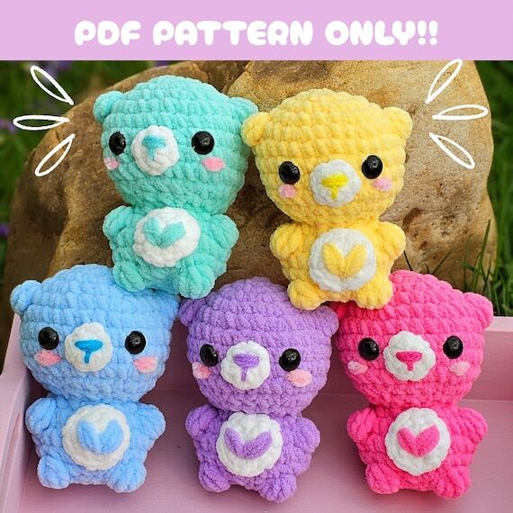 Rainbow Bear Crochet Pattern / Low Sew Croche...