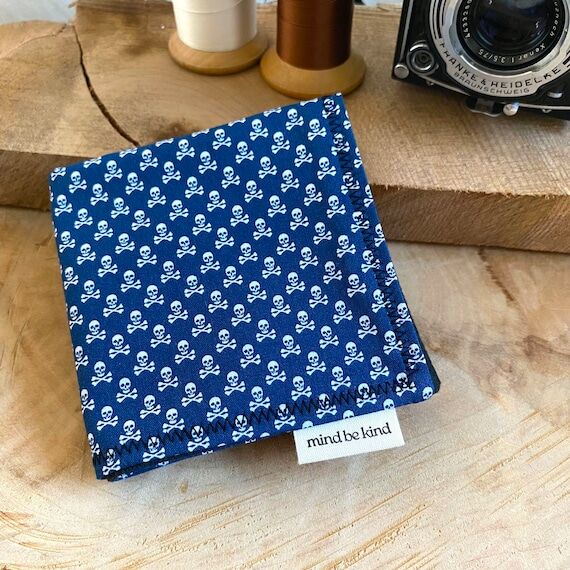 Navy Cotton Skull Crossbones Hank – Microfi...