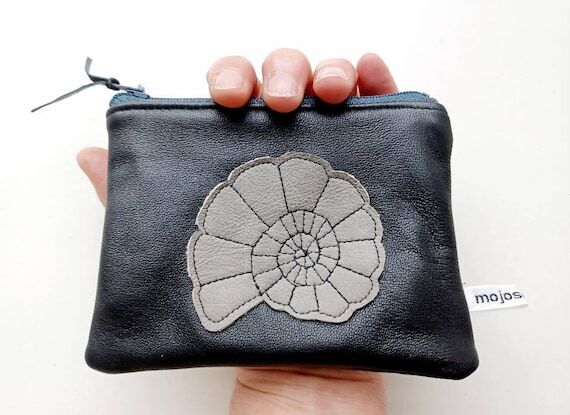 Ammonite Applique Recycled Leather Coin Purse...