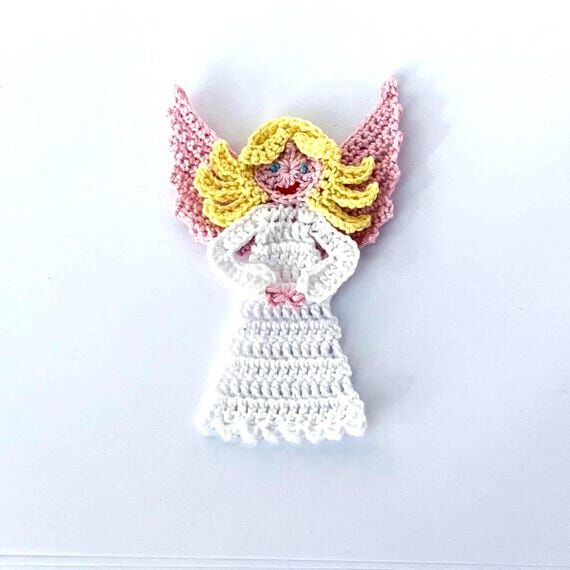 Crochet applique, 1 crochet angel. Cards, scr...