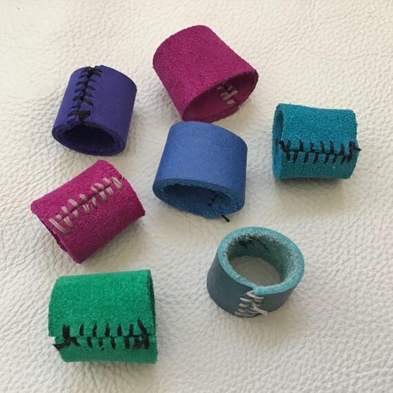 Handmade Leather Thimble Rings Set of 2, Heav...