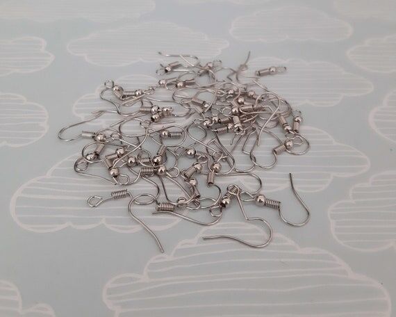 Stainless steel silver tone earring hooks - d...