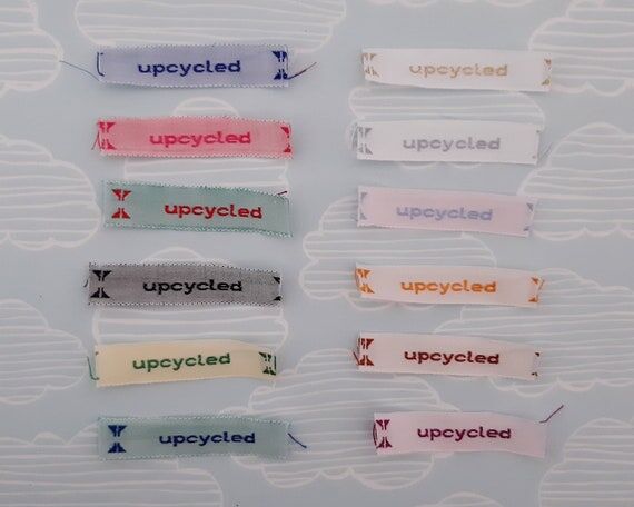 6 UPCYCLED Sew in labels - pastel and bright ...