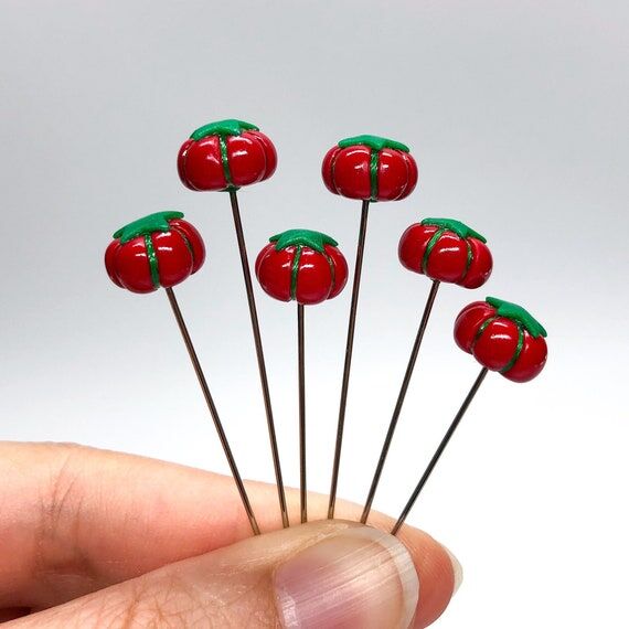 Tomato Pincushion Style Sewing Pins, Hand Scu...