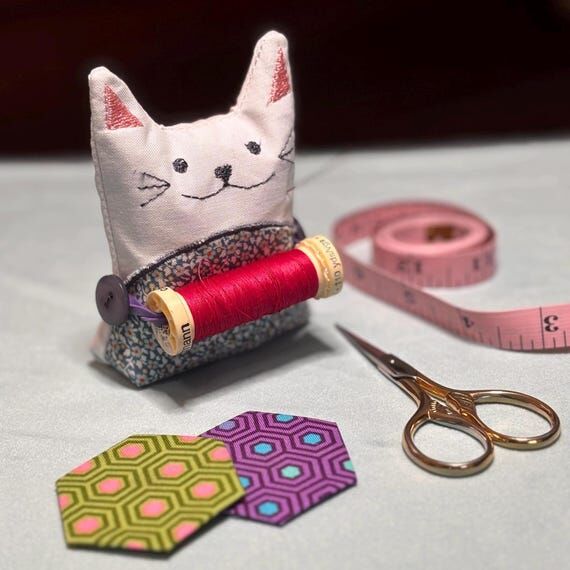 Cat Pincushion and Thread Holder, Cute Kitten...