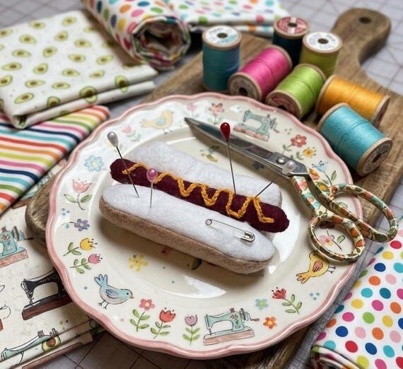 Handmade Hot Dog Pincushion Fun and Quirky Se...