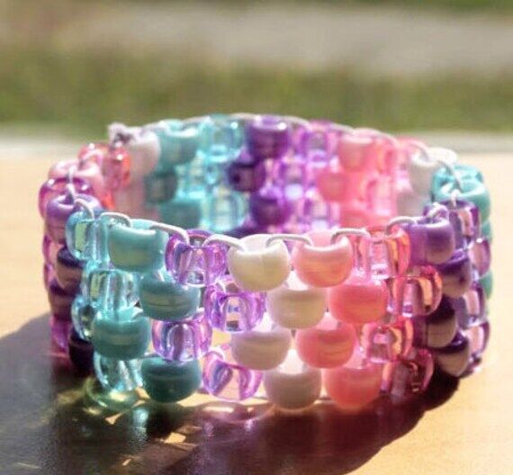 Pastel Pony Beaded Handmade cuff Bracelet...