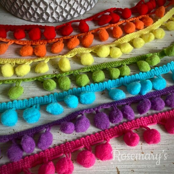 Budget Pom Pom trim 10mm 26 colours to choose...