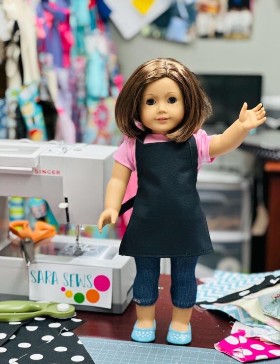 Handmade Black Canvas Apron for 18 inch Dolls...