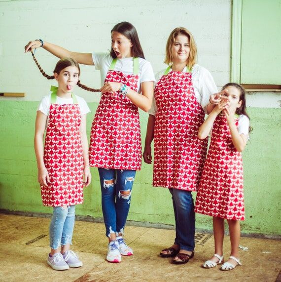 Red Reindeer Christmas Apron - Girl's Holiday...