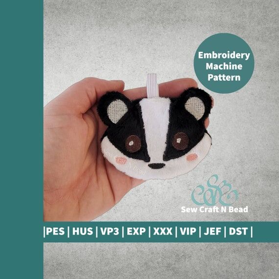 Badger Plush Keychain ITH Embroidery Pattern ...