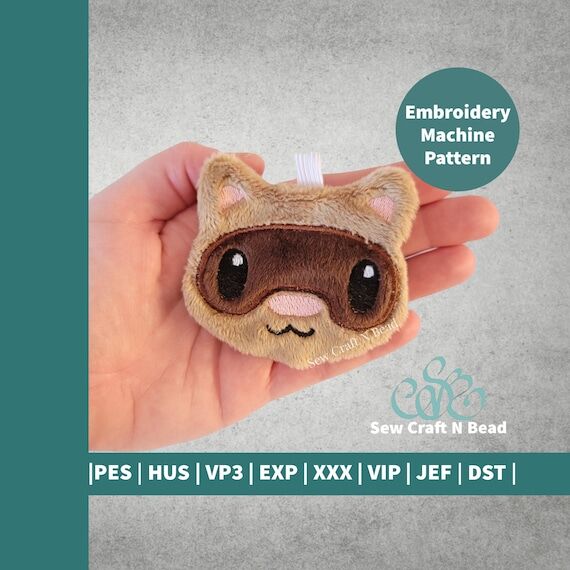 ITH Embroidery Sable Ferret Plush Keychain...