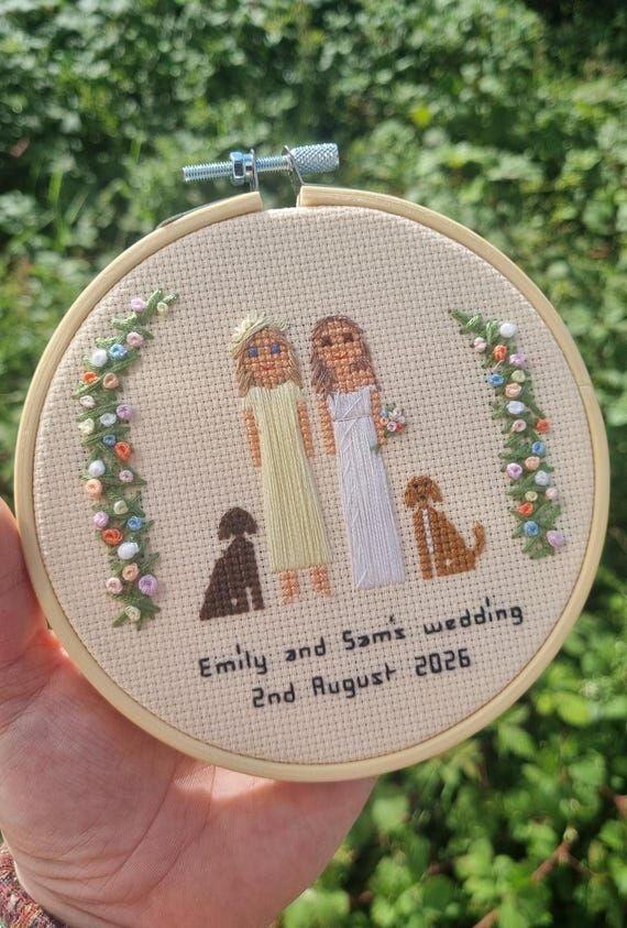 Cross stitch people, Family Portrait, Persona...
